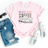 T-Shirt-Nurse: Messy Bun, Coffee, Run T-Shirt-S-Pink-Jack N Roy