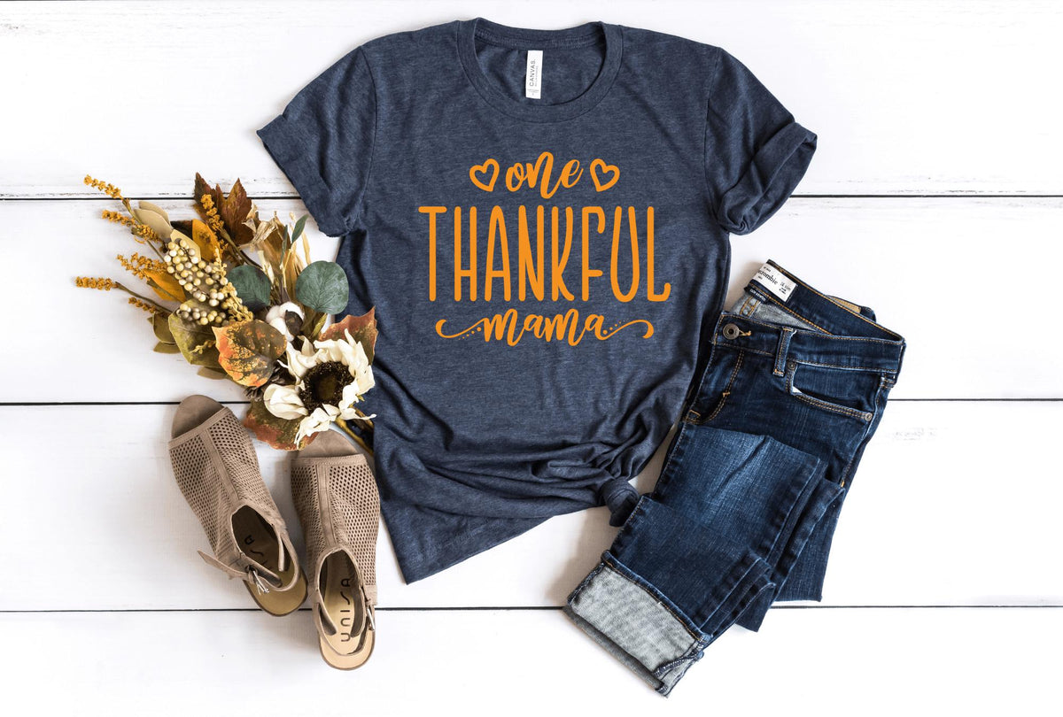 T-Shirt-One Thankful Mama T-Shirt-S-Heather Navy-Jack N Roy