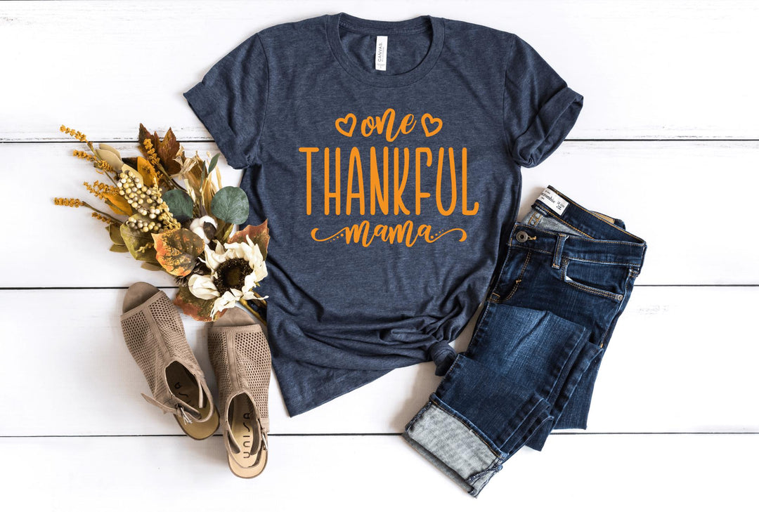 Shirts & Tops-One Thankful Mama T-Shirt-S-Heather Navy-Jack N Roy