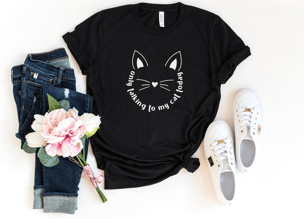 Shirts & Tops-Only Talking To My Cat T-Shirt-S-Black-Jack N Roy