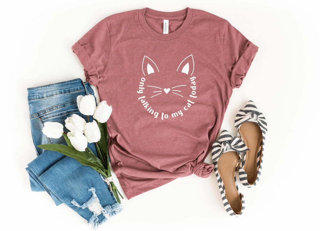 Shirts & Tops-Only Talking To My Cat T-Shirt-S-Heather Mauve-Jack N Roy