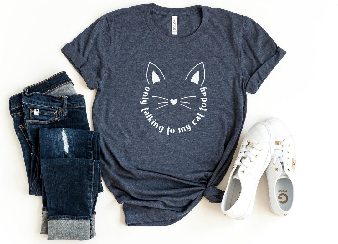 Shirts & Tops-Only Talking To My Cat T-Shirt-S-Heather Navy-Jack N Roy