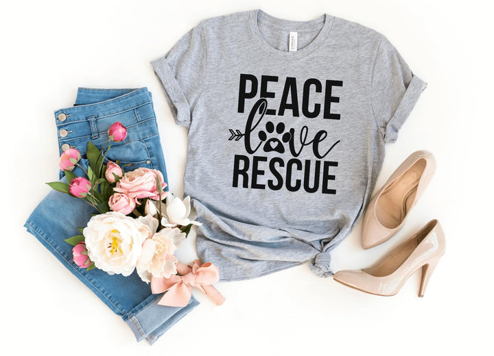 Shirts & Tops-Peace Love Rescue T-Shirt-S-Athletic Heather-Jack N Roy