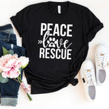 T-Shirt-Peace Love Rescue T-Shirt-S-Black-Jack N Roy