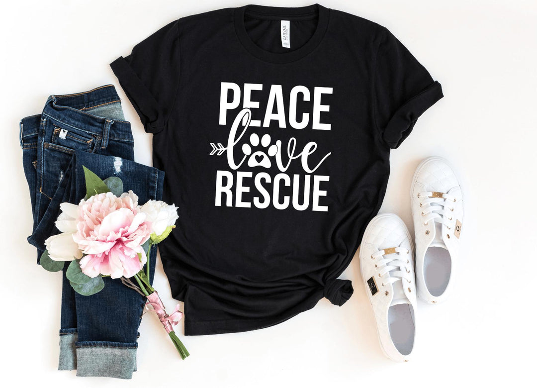Shirts & Tops-Peace Love Rescue T-Shirt-S-Black-Jack N Roy