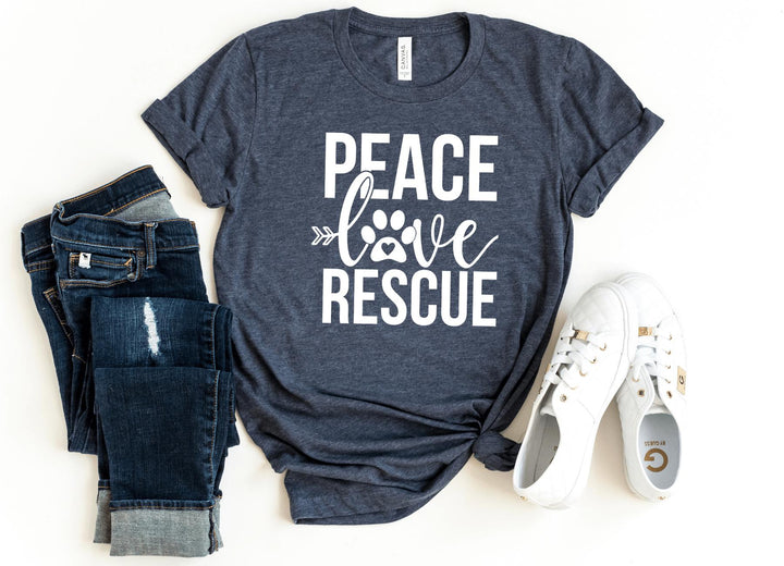 Shirts & Tops-Peace Love Rescue T-Shirt-S-Heather Navy-Jack N Roy