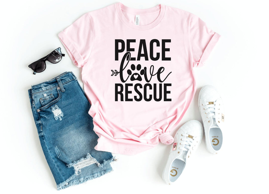 Shirts & Tops-Peace Love Rescue T-Shirt-S-Pink-Jack N Roy