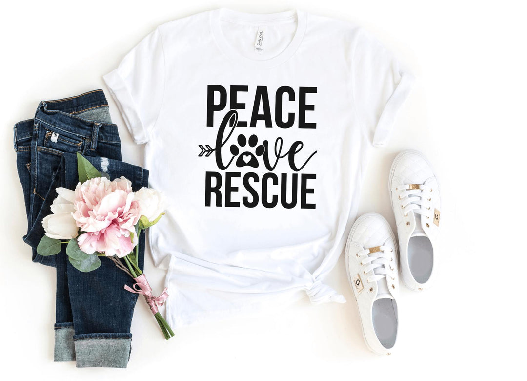 Shirts & Tops-Peace Love Rescue T-Shirt-S-White-Jack N Roy