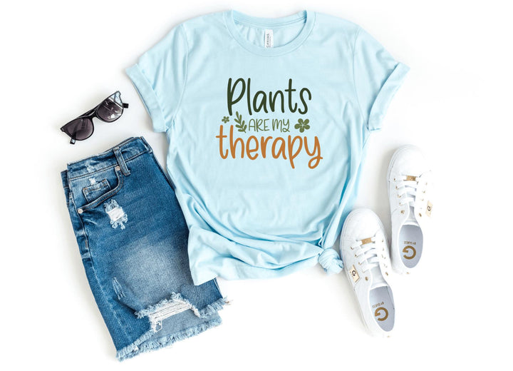 Shirts & Tops-Plants Are My Therapy T-Shirt-S-Heather Ice Blue-Jack N Roy
