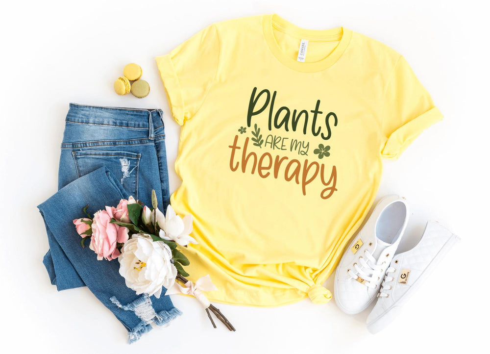 Shirts & Tops-Plants Are My Therapy T-Shirt-S-Yellow-Jack N Roy