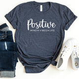T-Shirt-Positive Mind, Vibes, Life T-Shirt-S-Heather Navy-Jack N Roy