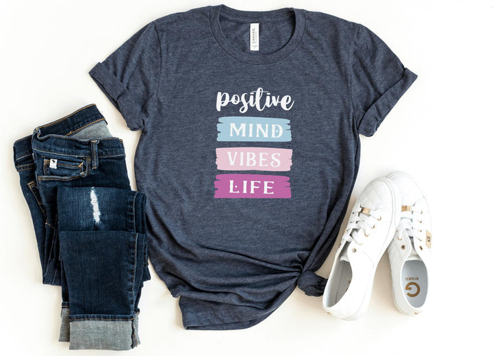 Shirts & Tops-Positive Mind, Vibes, Life T-Shirt-S-Heather Navy-Jack N Roy