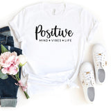 T-Shirt-Positive Mind, Vibes, Life T-Shirt-S-White-Jack N Roy
