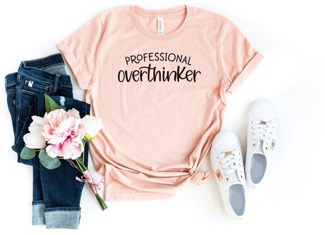 Shirts & Tops-Professional Overthinker T-Shirt-S-Heather Peach-Jack N Roy