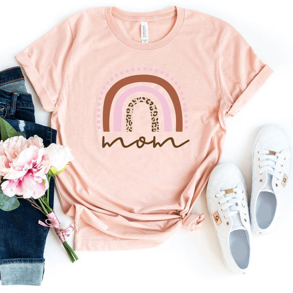 T-Shirt-Rainbow Mom T-Shirt-S-Heather Peach-Jack N Roy