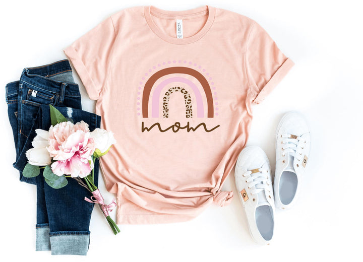 Shirts & Tops-Rainbow Mom T-Shirt-S-Heather Peach-Jack N Roy