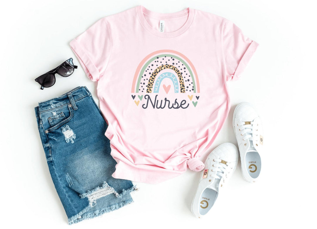 Shirts & Tops-Rainbow Nurse T-Shirt-S-Pink-Jack N Roy