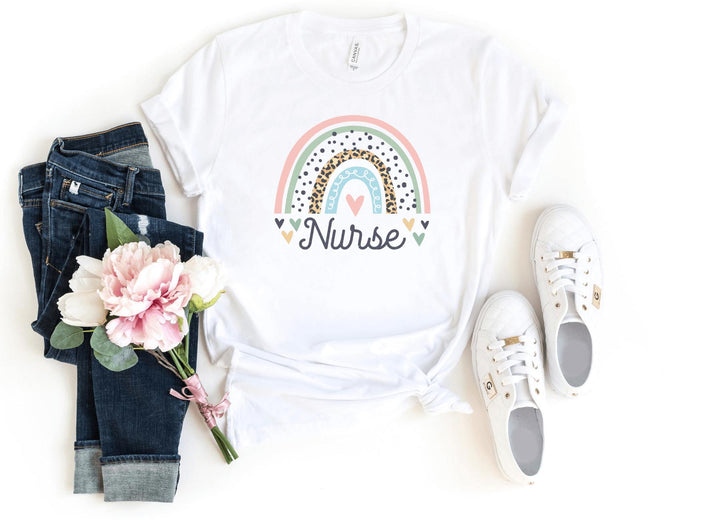 Shirts & Tops-Rainbow Nurse T-Shirt-S-White-Jack N Roy