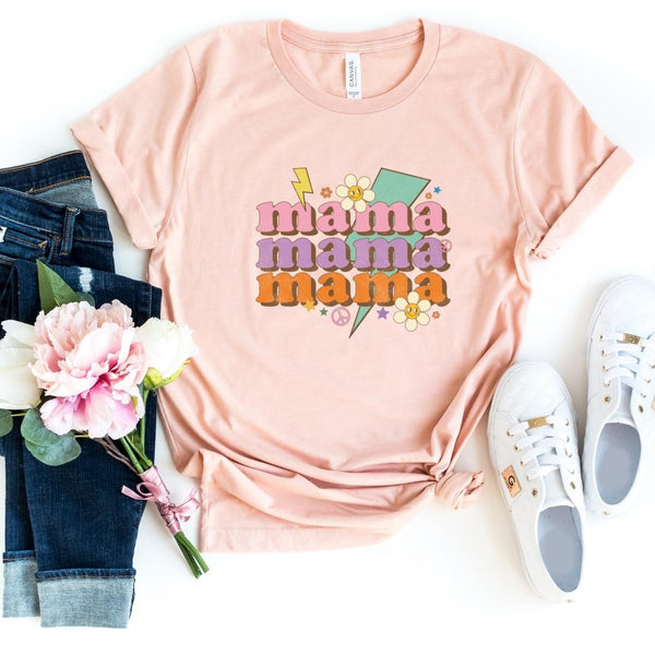 T-Shirt-Retro Mama T-Shirt-S-Heather Peach-Jack N Roy