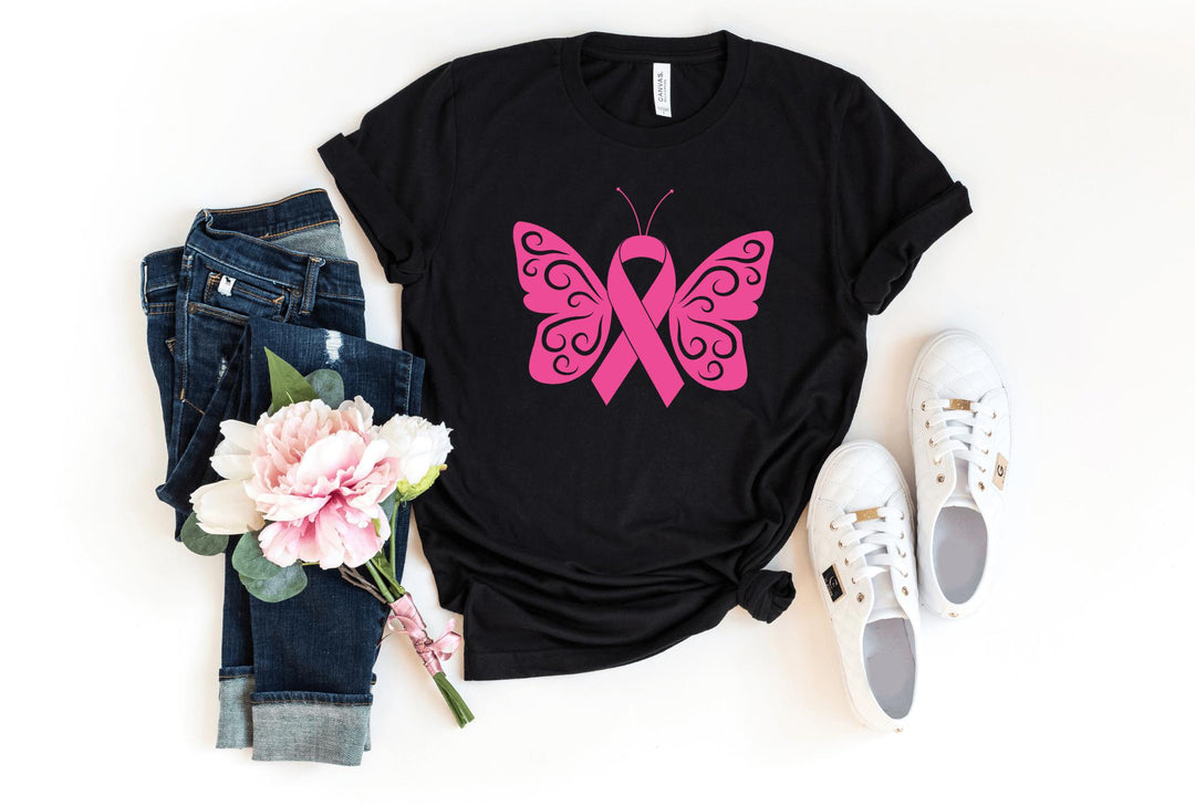 Shirts & Tops-Ribbon Butterfly T-Shirt 🎗️-S-Black-Jack N Roy