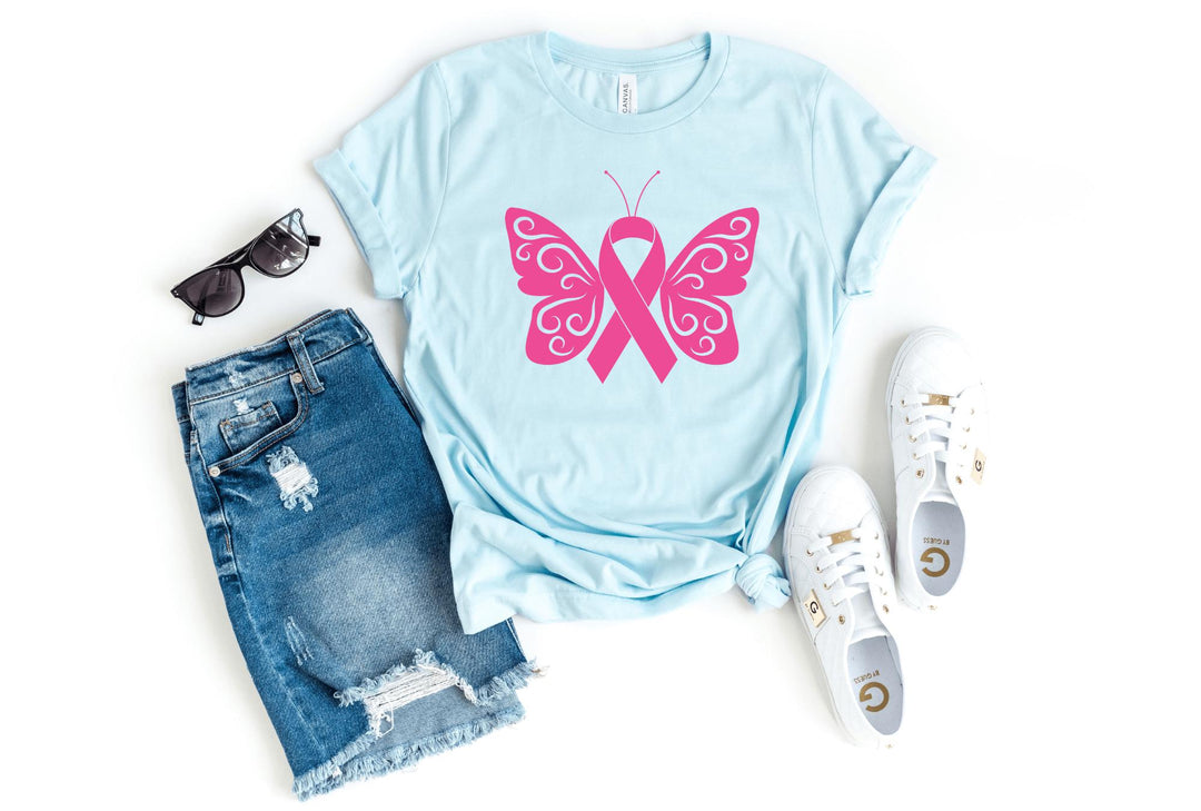 Shirts & Tops-Ribbon Butterfly T-Shirt 🎗️-S-Heather Ice Blue-Jack N Roy