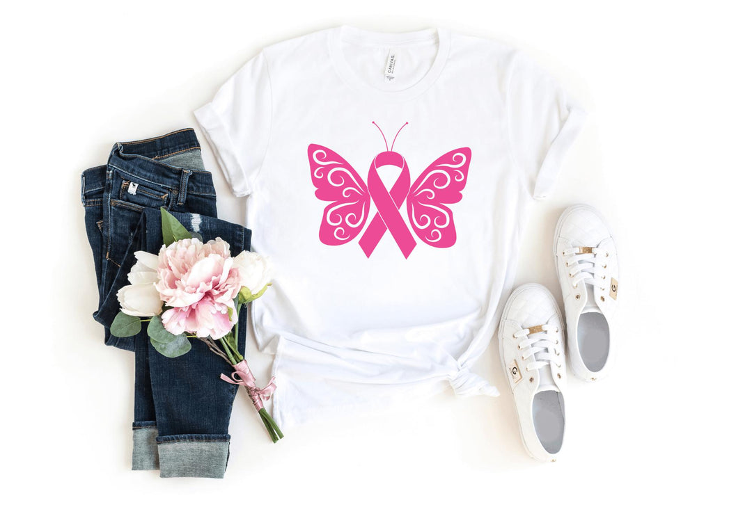 Shirts & Tops-Ribbon Butterfly T-Shirt 🎗️-S-White-Jack N Roy