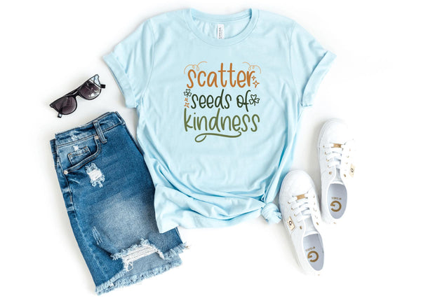T-Shirt-Scatter Seeds Of Kindness T-Shirt-S-Heather Ice Blue-Jack N Roy