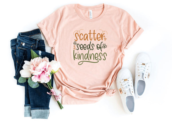 T-Shirt-Scatter Seeds Of Kindness T-Shirt-S-Heather Peach-Jack N Roy