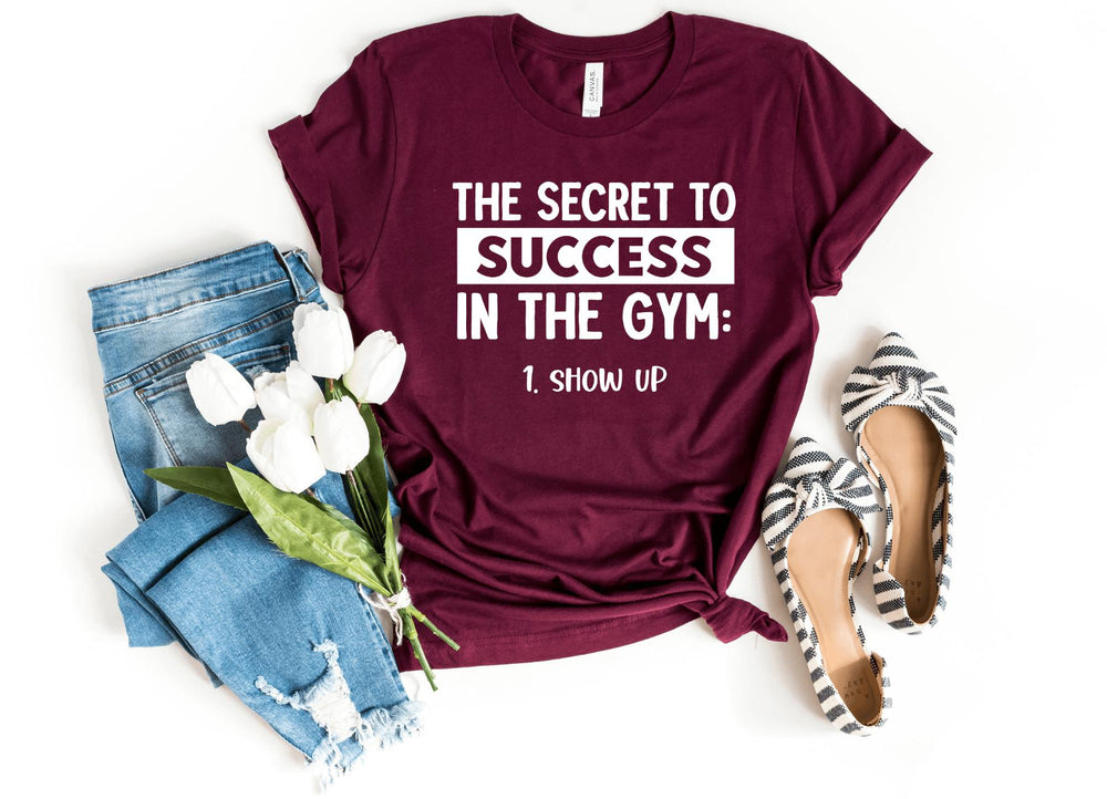 Shirts & Tops-Secret for Gym Success T-Shirt-S-Maroon-Jack N Roy