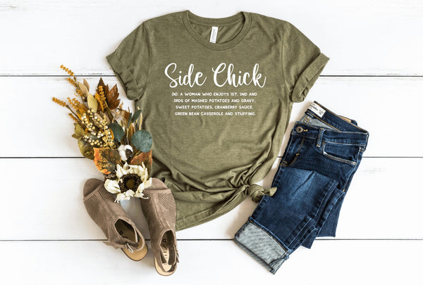 T-Shirt-Side Chick T-Shirt-S-Heather Olive-Jack N Roy