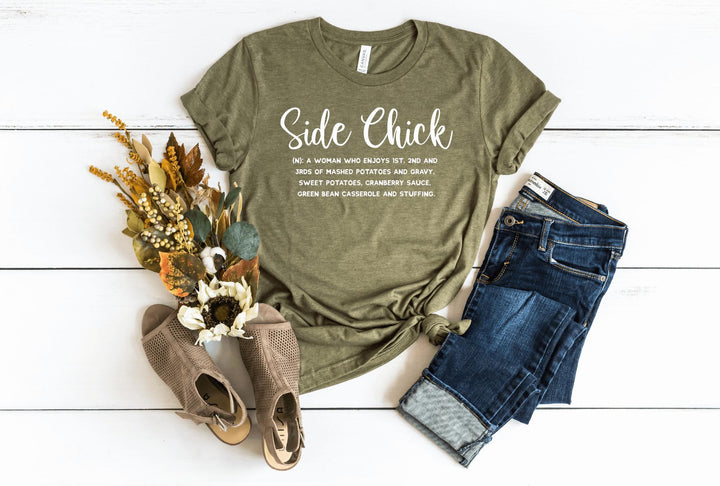Shirts & Tops-Side Chick T-Shirt-S-Heather Olive-Jack N Roy