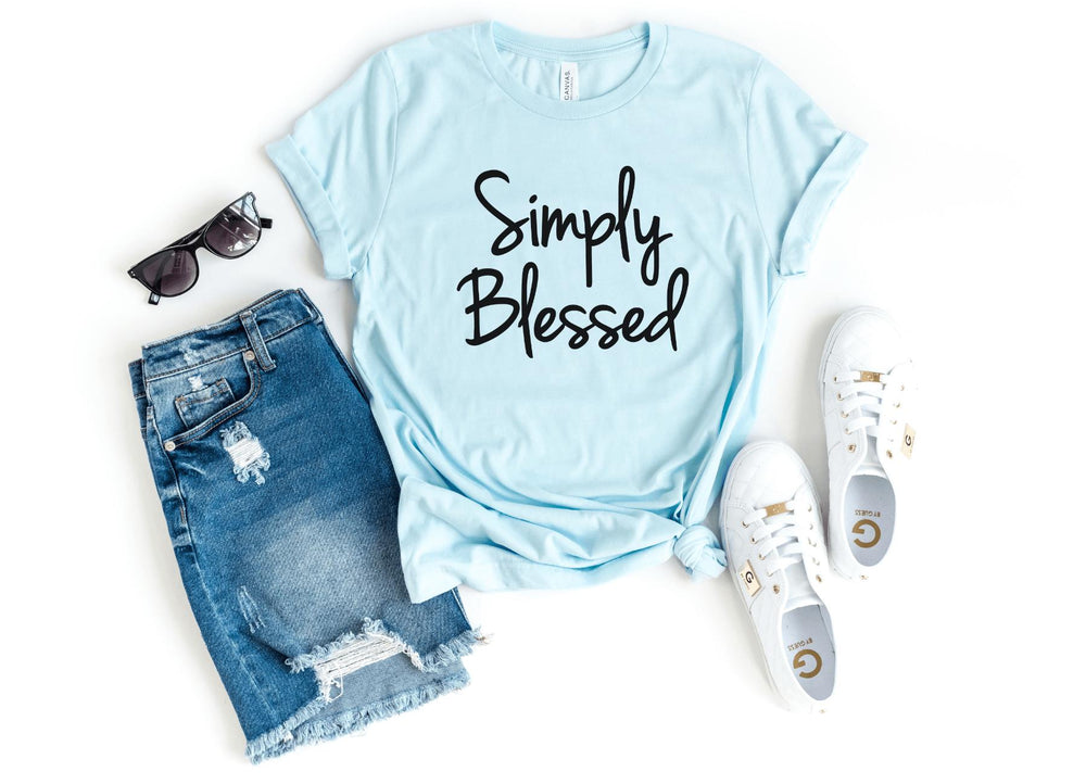 Shirts & Tops-Simply Blessed T-Shirt-S-Heather Ice Blue-Jack N Roy