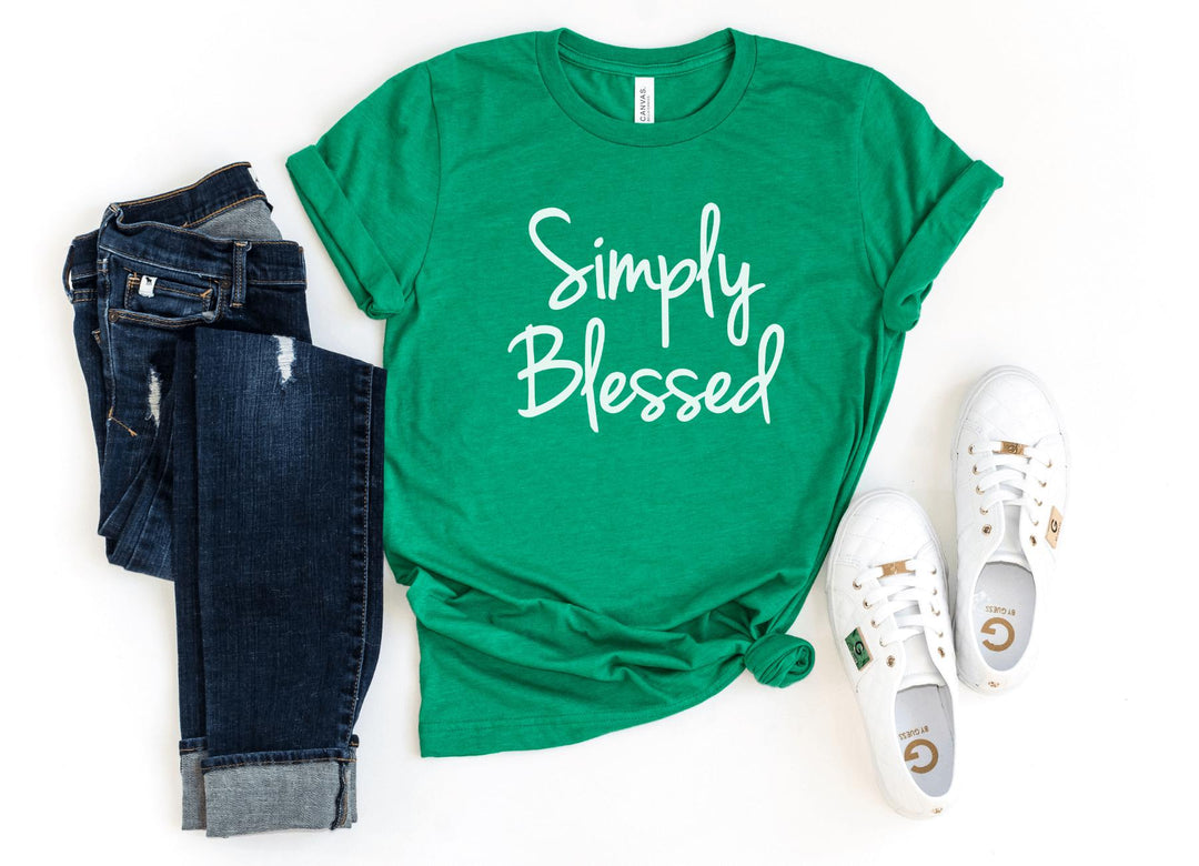 Shirts & Tops-Simply Blessed T-Shirt-S-Heather Kelly-Jack N Roy