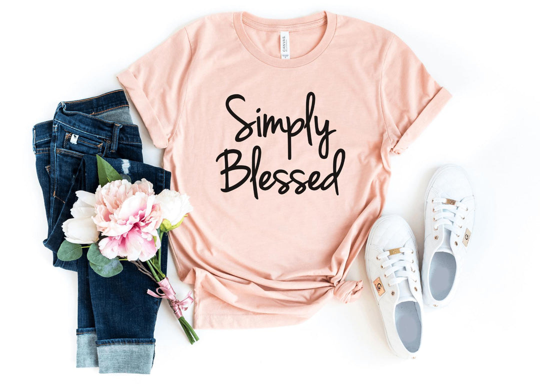 Shirts & Tops-Simply Blessed T-Shirt-S-Heather Peach-Jack N Roy