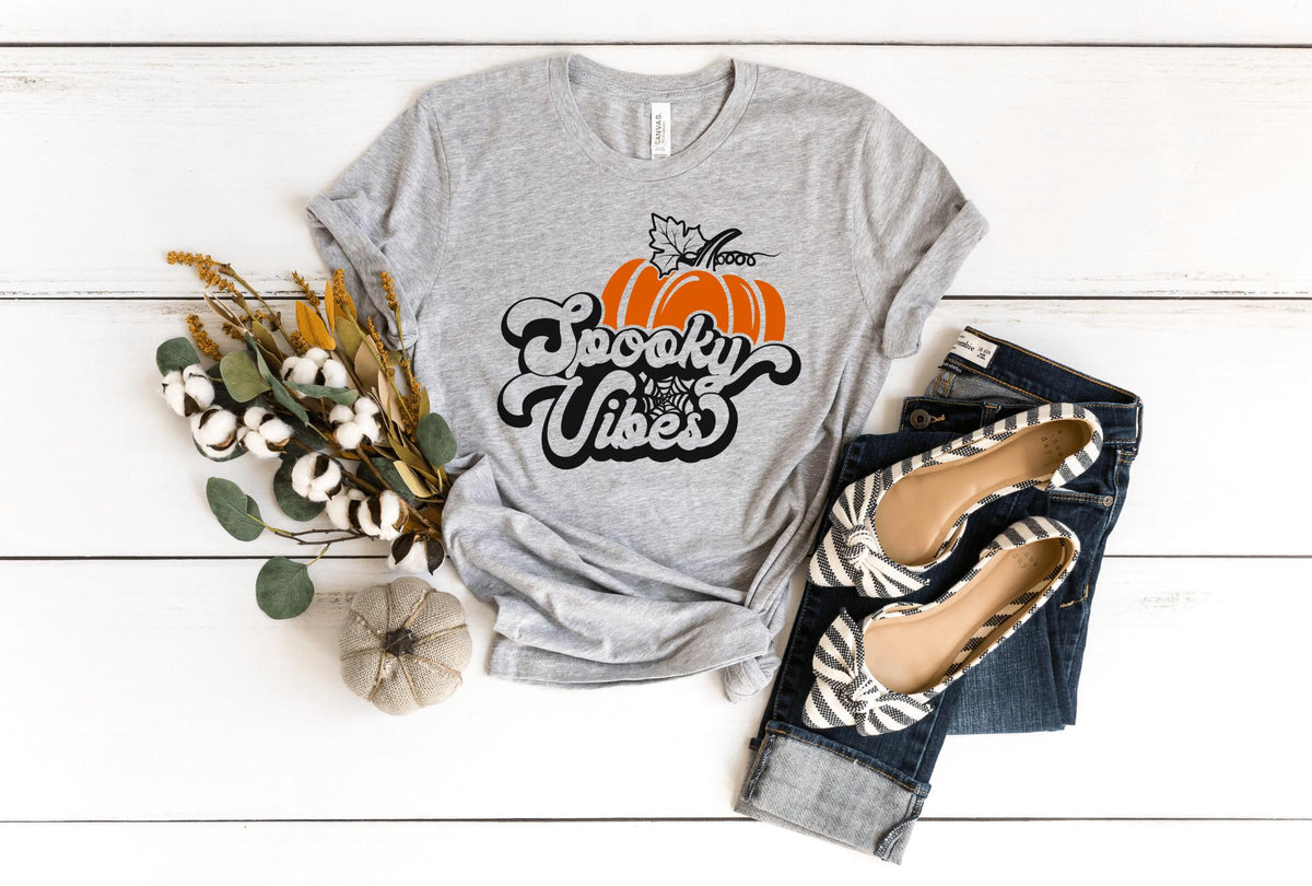 T-Shirt-Spooky Vibes T-Shirt-S-Athletic Heather-Jack N Roy