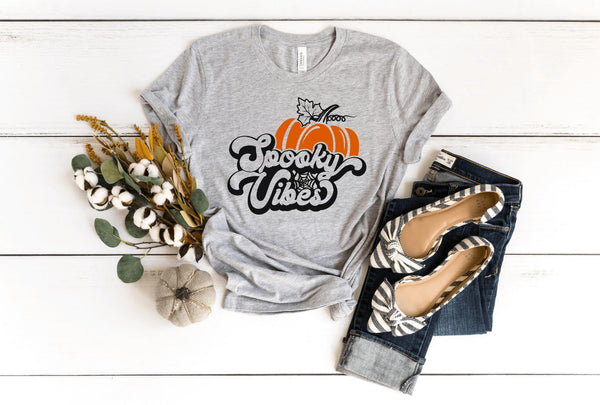 T-Shirt-Spooky Vibes T-Shirt-S-Athletic Heather-Jack N Roy
