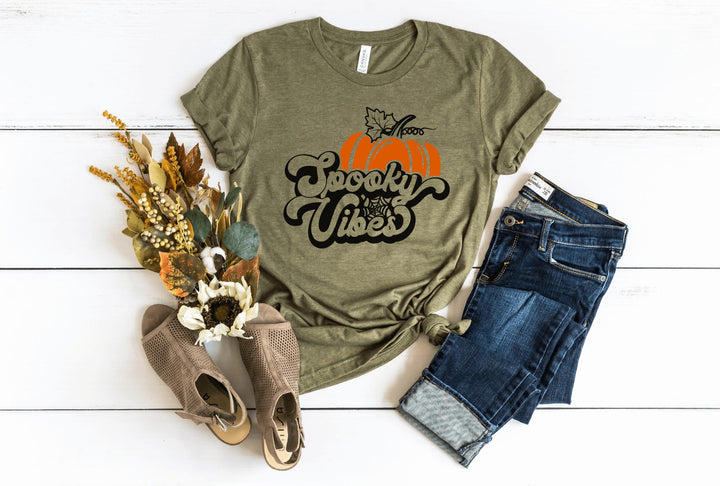 Shirts & Tops-Spooky Vibes T-Shirt-S-Heather Olive-Jack N Roy