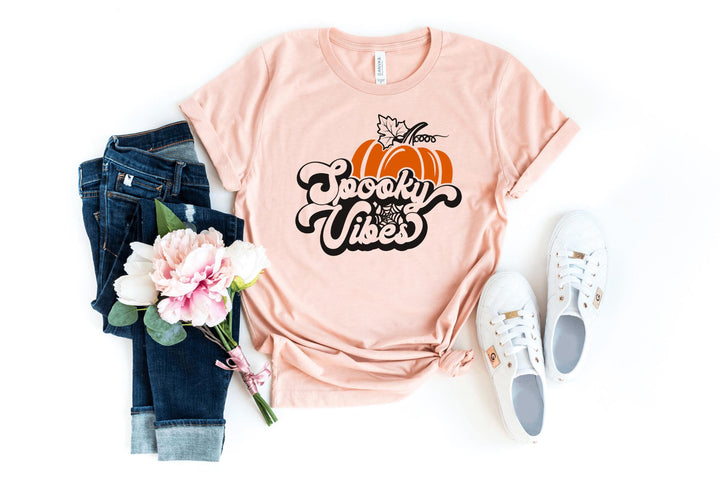 Shirts & Tops-Spooky Vibes T-Shirt-S-Heather Peach-Jack N Roy