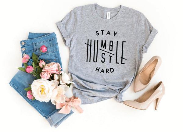 T-Shirt-Stay Humble, Hustle Hard T-Shirt-S-Athletic Heather-Jack N Roy