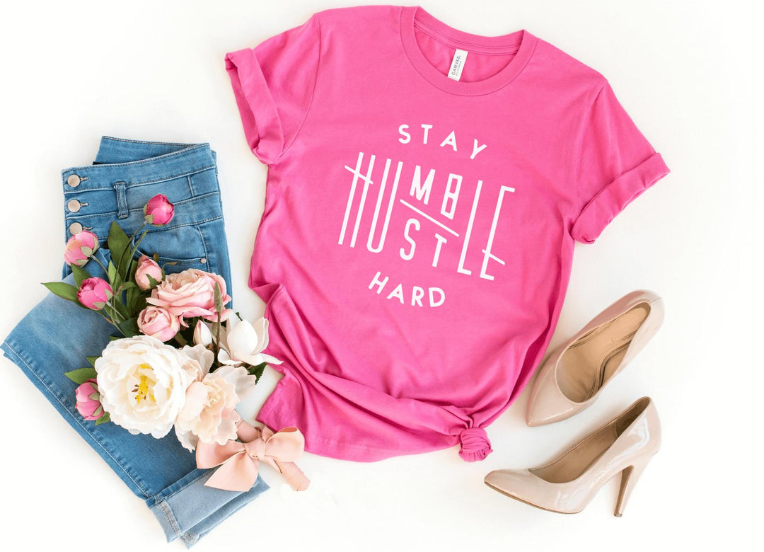 Shirts & Tops-Stay Humble, Hustle Hard T-Shirt-S-Charity Pink-Jack N Roy