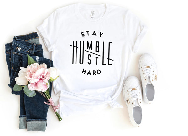 T-Shirt-Stay Humble, Hustle Hard T-Shirt-S-White-Jack N Roy