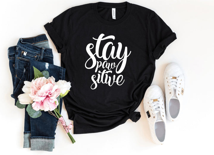 Shirts & Tops-Stay Paw-Sitive! T-Shirt-S-Black-Jack N Roy