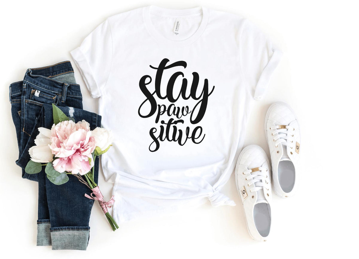 T-Shirt-Stay Paw-Sitive! T-Shirt-S-White-Jack N Roy