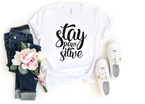 T-Shirt-Stay Paw-Sitive! T-Shirt-S-White-Jack N Roy