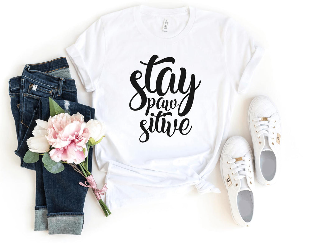 Shirts & Tops-Stay Paw-Sitive! T-Shirt-S-White-Jack N Roy
