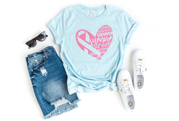 T-Shirt-Survivor T-Shirt 🎗️-S-Heather Ice Blue-Jack N Roy
