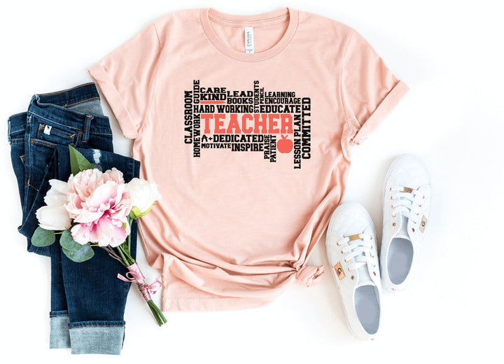 Shirts & Tops-TEACHER T-Shirt-S-Heather Peach-Jack N Roy