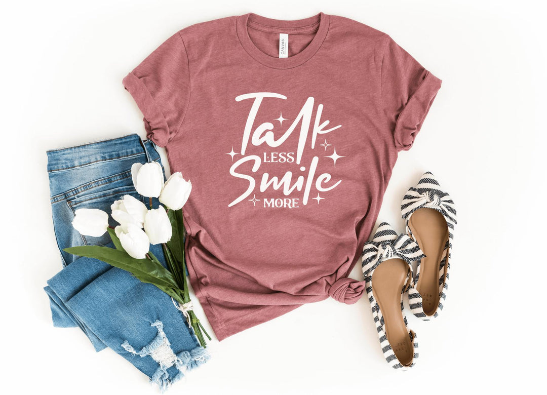 Shirts & Tops-Talk Less, Smile More T-Shirt-S-Heather Mauve-Jack N Roy