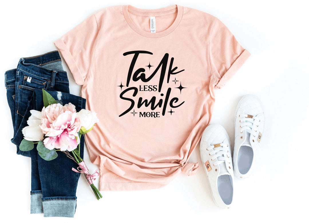 Shirts & Tops-Talk Less, Smile More T-Shirt-S-Heather Peach-Jack N Roy