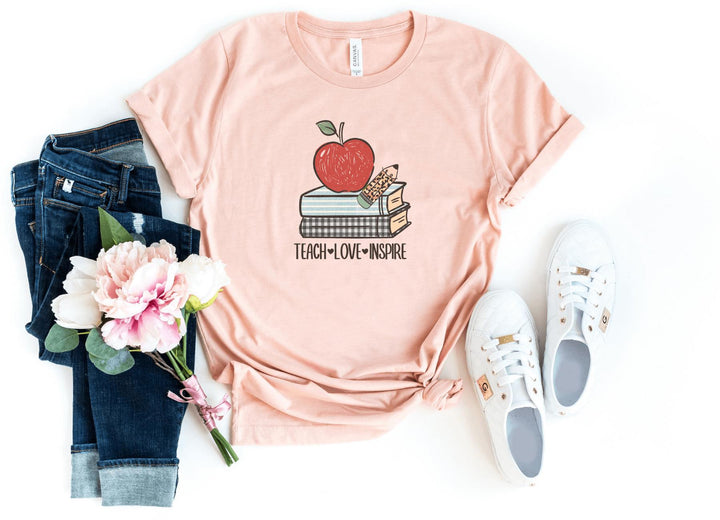 Shirts & Tops-Teach Love Inspire (Book) T-Shirt-S-Heather Peach-Jack N Roy